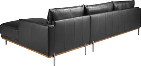 Coltar LUX 5 locuri design italian cu sezlong dreapta Cowhide black