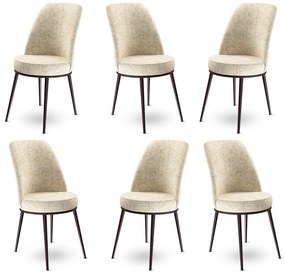 Set 6 scaune haaus Dexa, Crem/Maro, textil, picioare metalice
