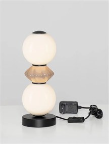 Veioza LED decorativa ceramica mocha, alb, PALLINA