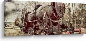 Tablou cu locomotivă istorică (cu ceas) (90x30 cm)