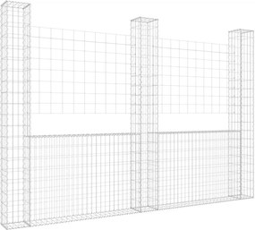 vidaXL Coș gabion în formă de U cu 3 stâlpi, 260x20x200 cm, fier