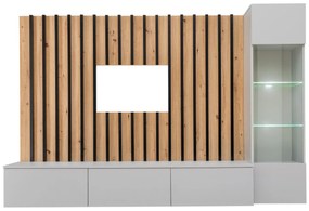 Mobilier living Vertic (stejar artisan + perla gray) (cu iluminat LED). 1097586
