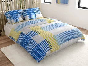 Lenjerie de pat din mikrosaten MIRVOLLI, alb-albastru Dimensiune lenjerie de pat: 70 x 90 cm | 140 x 200 cm