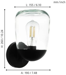 Eglo 98701 - Aplică perete exterior DONATORI 1xE27/60W/230V IP44
