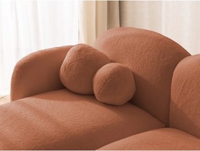 Colțar teracotă cu tapițerie din țesătură bouclé (cu colț pe partea stângă/cu șezlong) Orbit – Ropez