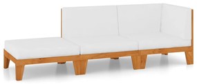 3058148 vidaXL Set mobilier de grădină cu perne, 3 piese, lemn masiv de acacia