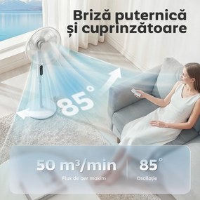 HOMCOM Ventilator de Podea cu Telecomandă, Ventilator Vertical, Alb | Aosom Romania