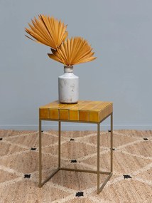 Masuta laterala, din metal si ceramica, yellow Coimbra
