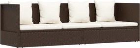 vidaXL Pat șezlong de exterior cu perne, maro, poliratan