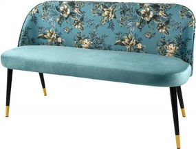 Bancheta moderna tapitata cu model floral Boutique turcoaz