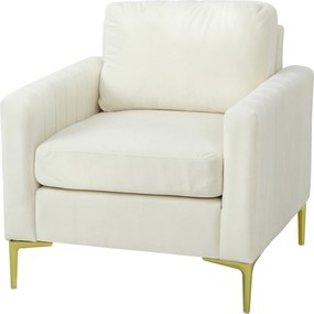 HOMCOM Fotoliu pentru living tapițat cu catifea căptușeală groasă șezut lat cotiere pernă 81x77x81 cm crem | Aosom Romania