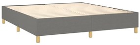 Pat box spring cu saltea, gri inchis, 180x200 cm, textil Morke gra, 180 x 200 cm, Nasturi de tapiterie