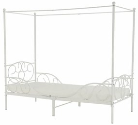 Pat metalic cu baldachin, alb, 90x200, ADELISA