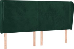 vidaXL Tăblie pat cu aripioare verde închis 183x23x118/128 cm catifea