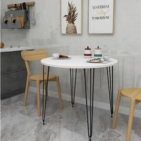 Masa bucatarie rotund texturata, alb, Homs 70x70x75 cm, A0047