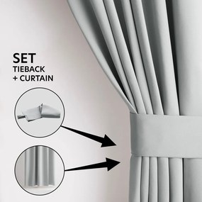 Draperie gri deschis termoizolantă/dimout (semi-opacă) 140x270 cm Kierra – Restilo