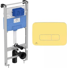 Set rezervor WC cu cadru Ideal Standard ProSys si clapeta Oleas M3 auriu periat