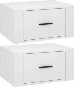 vidaXL Noptiere de perete, 2 buc., alb extralucios, 50x36x25 cm