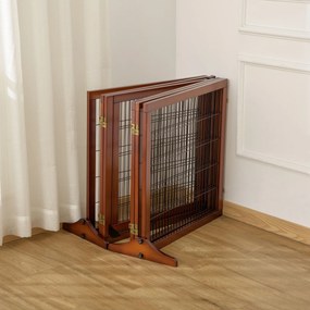 PawHut Barieră de protecție pentru câini, pliabilă, din lemn de pin, 432 x 36 x 70 cm, Cafea | Aosom Romania