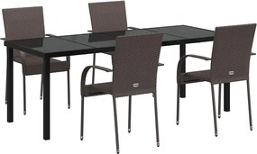 vidaXL Set de masă pentru grădină 5 pcs Maro Oțel vopsit electrostatic