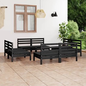 3082416 vidaXL Set mobilier de grădină, 8 piese, negru, lemn masiv de pin