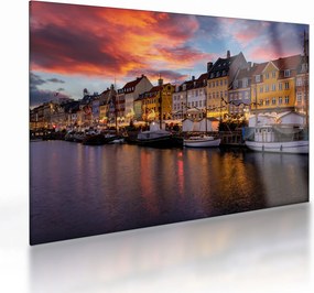 Tablou pe sticlă - Nyhavn, Copenhaga (70x50 cm)