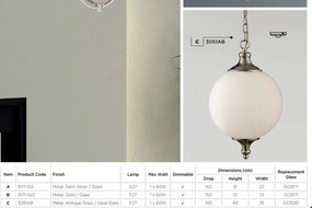 Lustra / Pendul design modern Avalon silver / opal 9171-1SS SRT