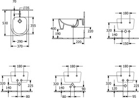 Bideu suspendat 530x370 mm, cu preaplin, negru, Villeroy  Boch Skyla