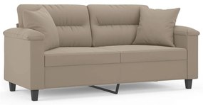 3200971 vidaXL Canapea cu 2 locuri, cu perne, gri taupe, 140 cm, microfibră