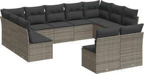 vidaXL Set canapele de grădină cu perne, 11 piese, gri, poliratan