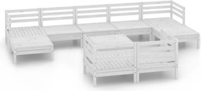 vidaXL Set mobilier de grădină, 10 piese, alb, lemn masiv de pin