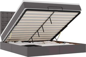 vidaXL Cadru de pat otoman cu saltele Gri 180x200cm piele artificială