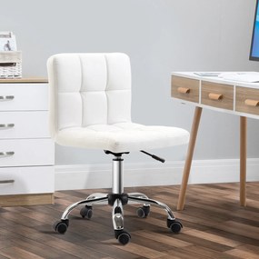 HOMCOM scaun rotativ din piele sintetica, 46x51x76-88cm, alb | Aosom Romania