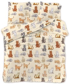 Lenjerie de pat din microfibra crem, COLORED CATS Dimensiune lenjerie de pat: 2 buc 70 x 90 cm | 200 x 220 cm