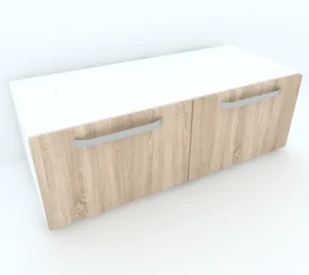Armonia Comoda alba cu 2 usi cu manere fronturi MDF Sonoma