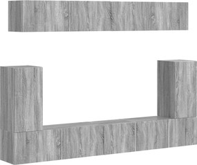 vidaXL Set comodă TV Pe perete 5 pcs Gri Sonoma Lemn compozit