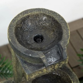 Outsunny Fântână de grădină ornament zen debit reglabil pompă submersibilă inclusă dim. 25L x 24l x 60H cm rășină negru | Aosom Romania