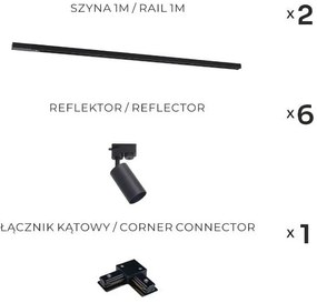 Zuma Line 3562 - Spot pe șină TUBE 6xGU10/35W/230V negru