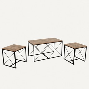 Set măsuță cafea Dolphie (Pin atlantic + Negru). 1073108