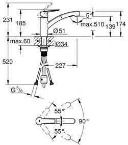 GROHE 305312431 - Baterie pentru chiuvetă START, neagră