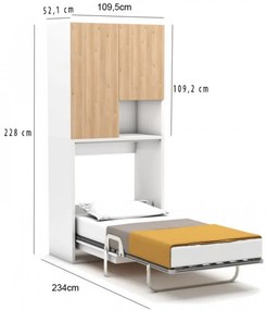 Set pat pliabil single cu birou si spatiu de depozitare - MIDI CAPSULE FOLDING SINGLE BED SET(100X200X16)