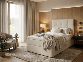 Pat tapițat boxspring DIRELIS VIBE 90x200 cm cremova Saltea: Saltea cu arcuri Bonell