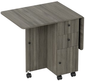 HOMCOM Masă Extensibilă pe 6 Roți cu 2 Sertare și Dulap cu Uși, din Lemn, 120x60x76.5 cm, Gri | Aosom Romania