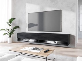 Dulap TV de perete Adenuk 140 MDF (Negru + Negru) (cu iluminat LED RGB). 1106329