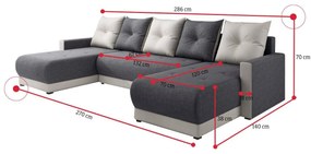 Supermobel Canapea în formă de U INSIGNIA, 286x146, Sawana, sawana05_01, gri/crem