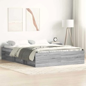 vidaXL Cadru de pat mic dublu, sonoma gri, 120x190 cm