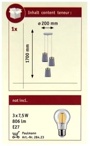 Paulmann 79627 - Lustră pe cablu NORELL 3xE27/20W/230V