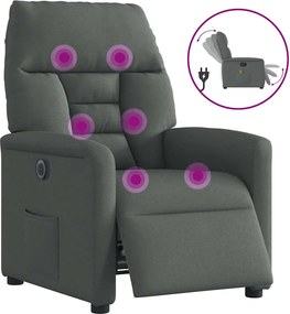 vidaXL Fotoliu electric de masaj rabatabil, gri închis, textil