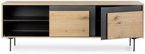 Comoda TV neagra/naturala din MDF, 160x40x57 cm, Stanwood Bizzotto