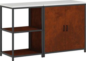 vidaXL Set de depozitare pentru bucătărie cu raft cu ușă 2 pcs Ruginit